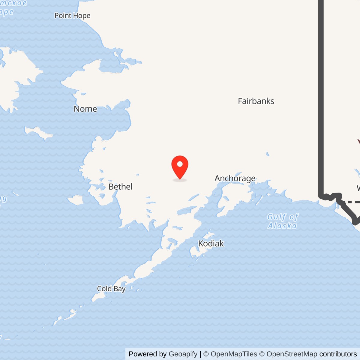 Map showing location of Sparrevohn Air Force Station / Sparrevohn Long Range Radar Site, Alaska
