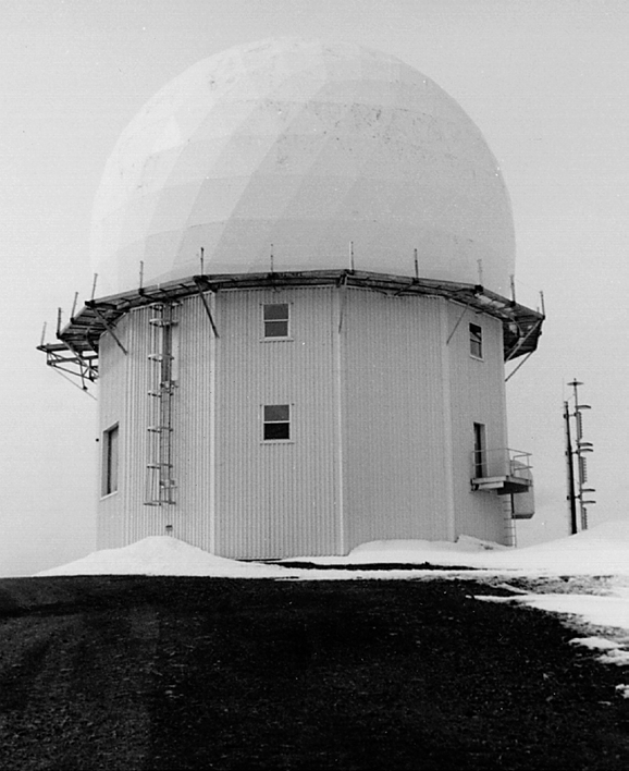 Actual historical photograph of Sparrevohn long range radar radome