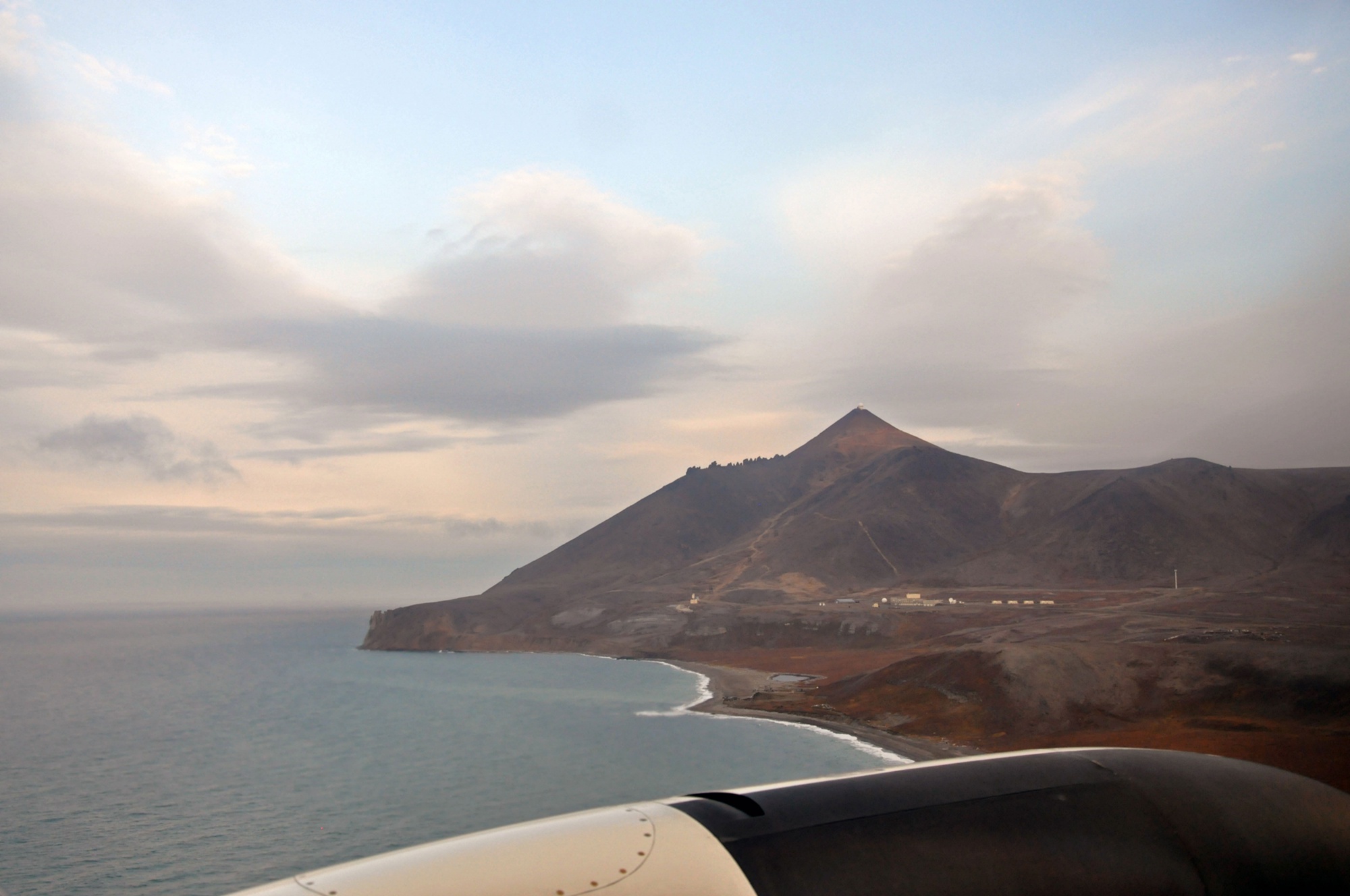 Aerial view of Tin City Long Range Radar Site on Cape Mountain in 2014