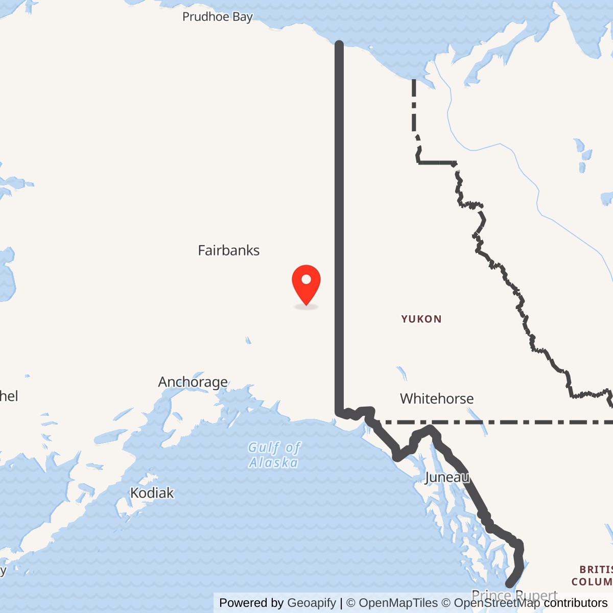 Map showing location of Tok Junction Radio Relay Station, Alaska