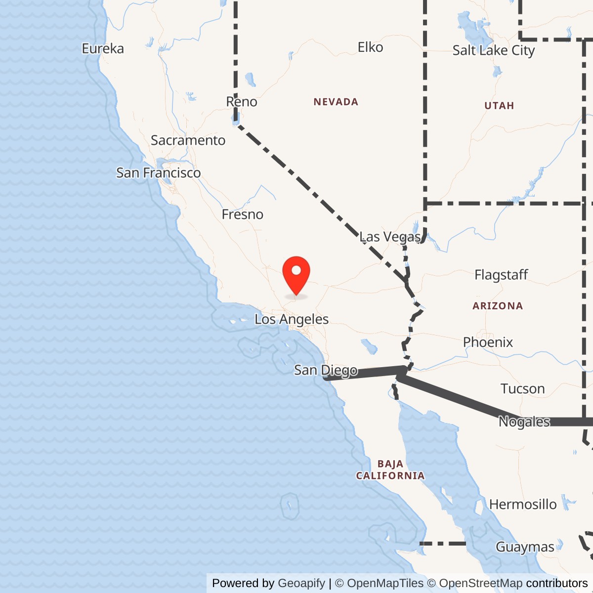 Map showing location of Palmdale Army Air Field / Air Force Plant 42, California