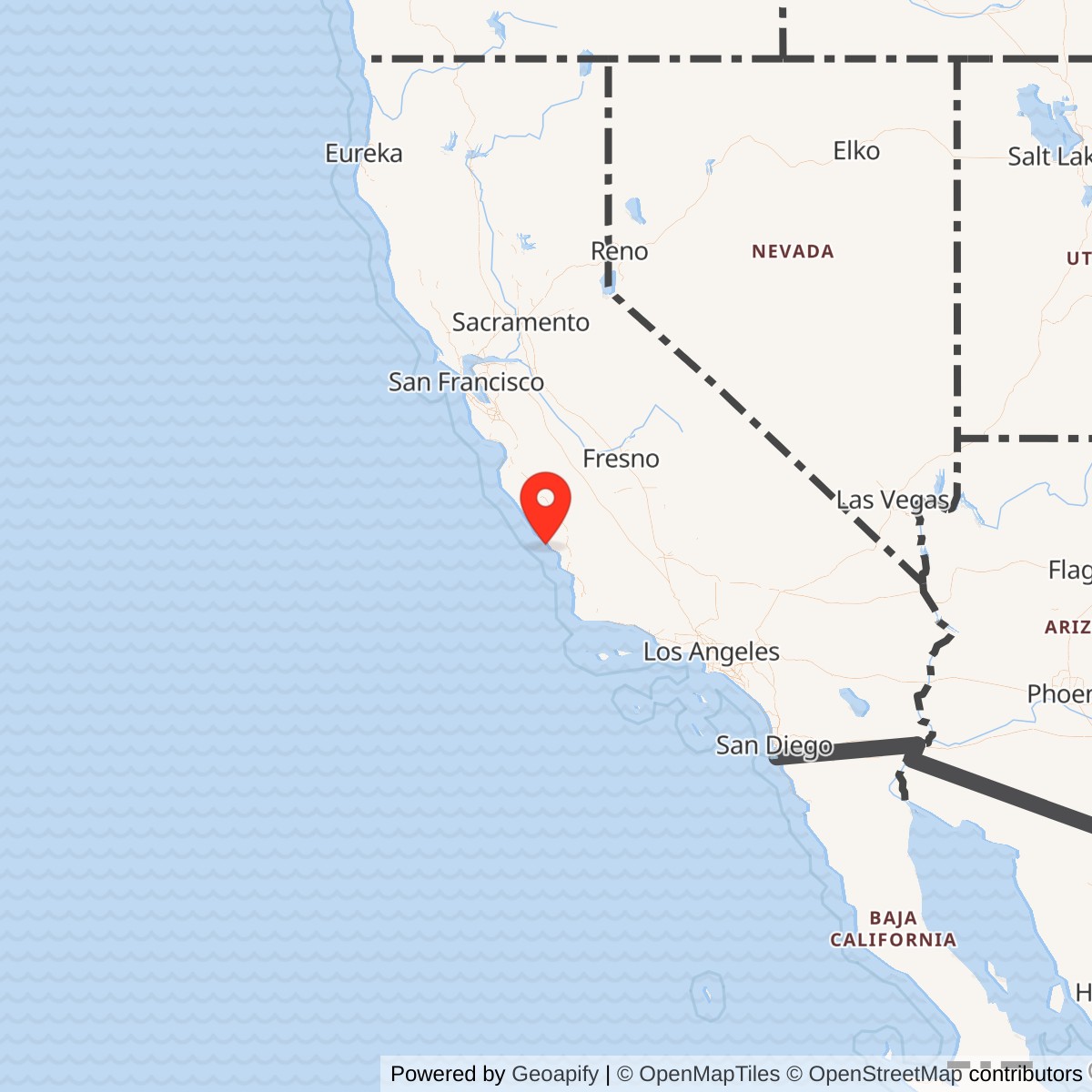 Map showing location of Cambria Air Force Station, California