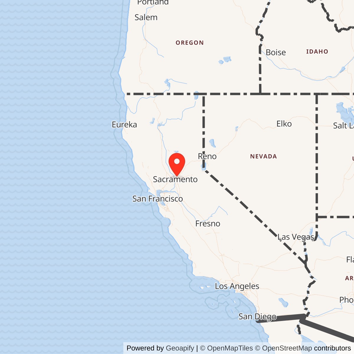 Map showing location of McClellan Air Force Base, California