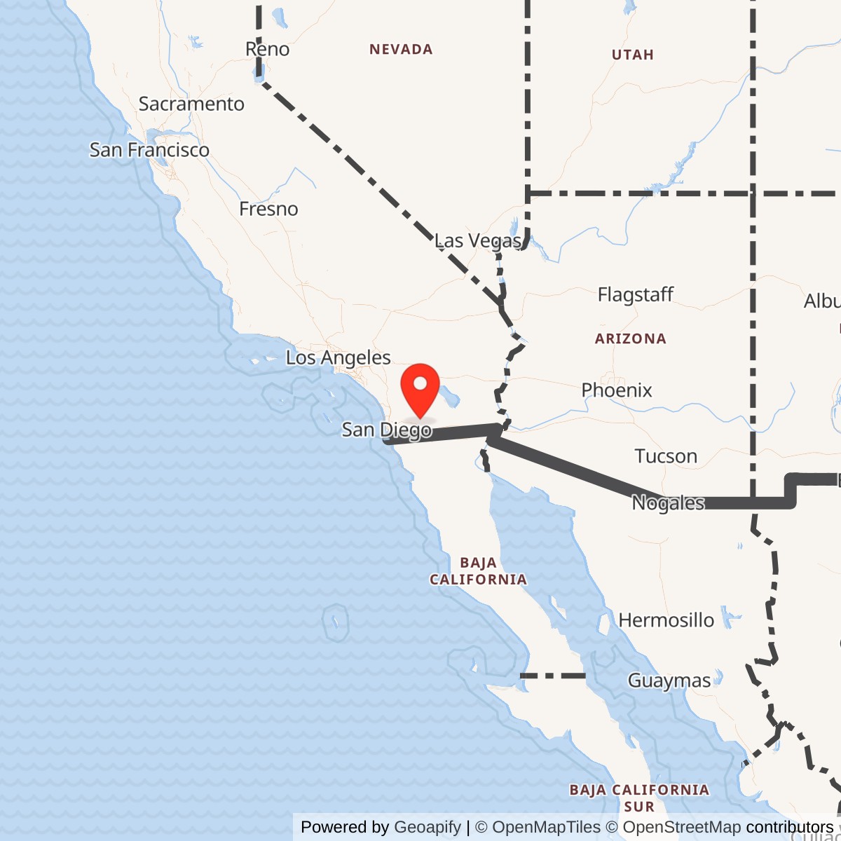Map showing location of Mount Laguna Air Force Station, California