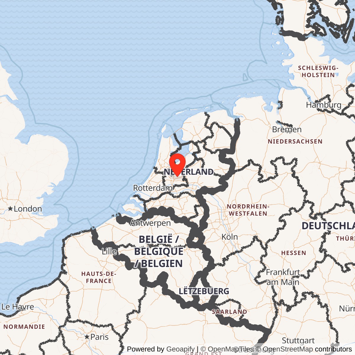 Map showing location of Camp New Amsterdam, Netherlands