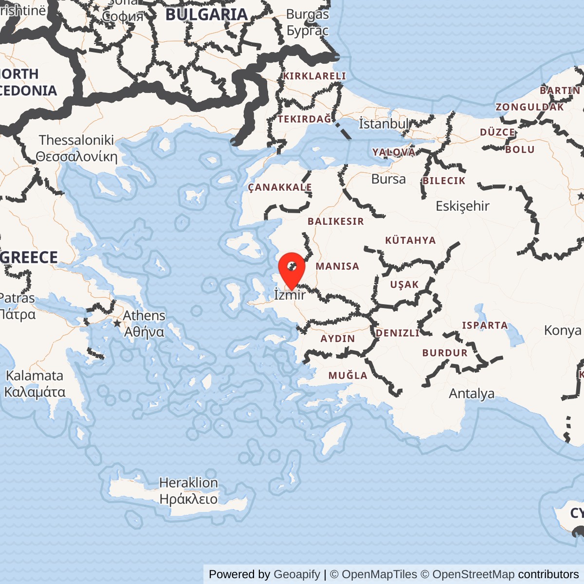 Map showing location of Izmir Air Station, Turkey