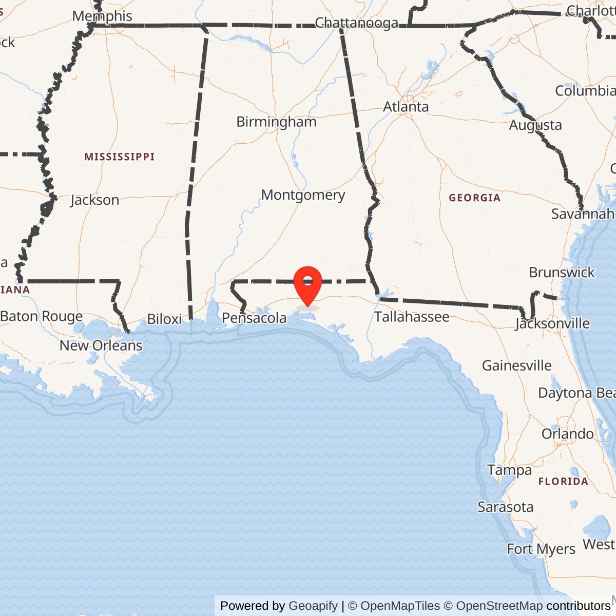 Map showing location of Eglin Air Force Base Site C-6 / AN/FPS-85 Radar Facility, Florida