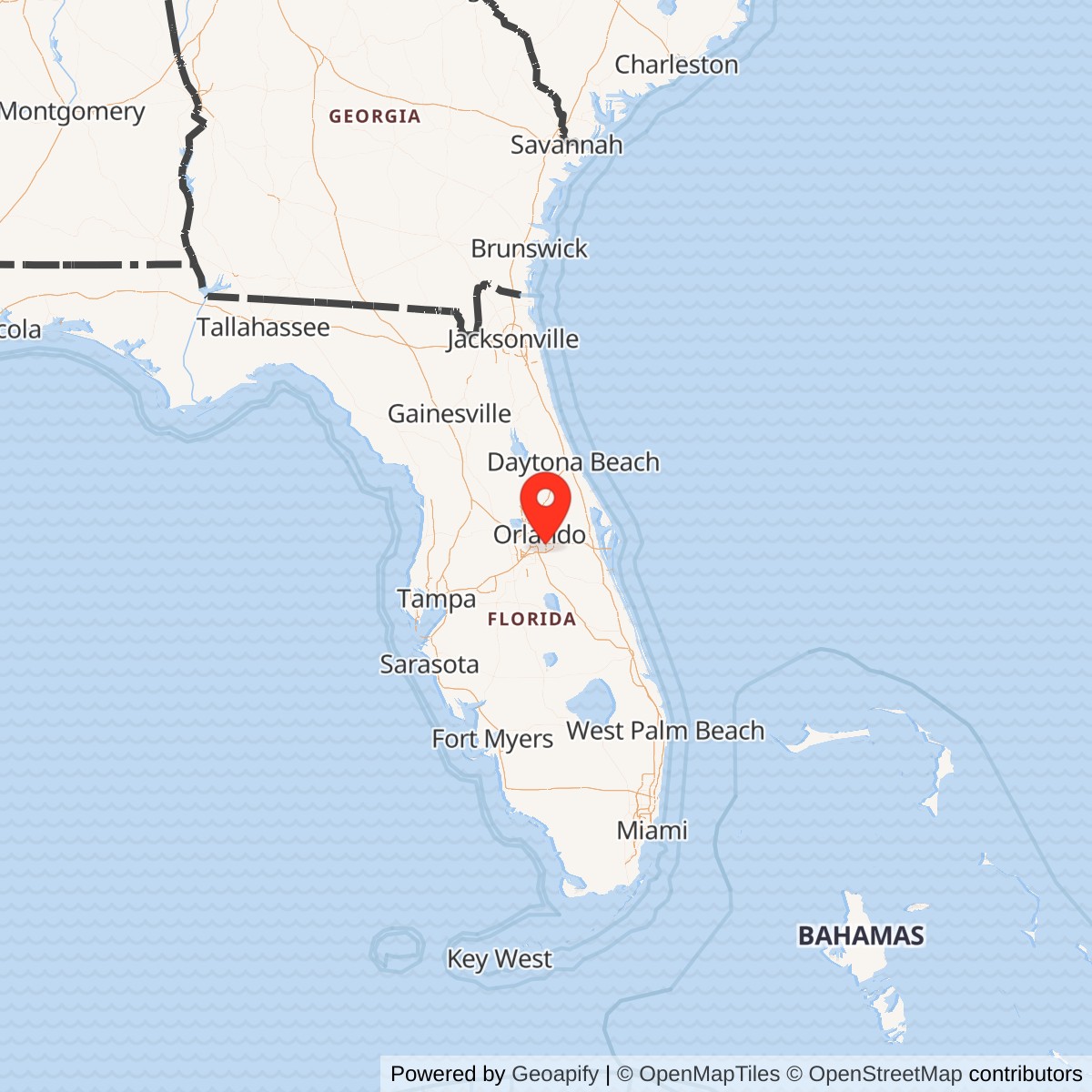 Map showing location of McCoy Air Force Base, Florida