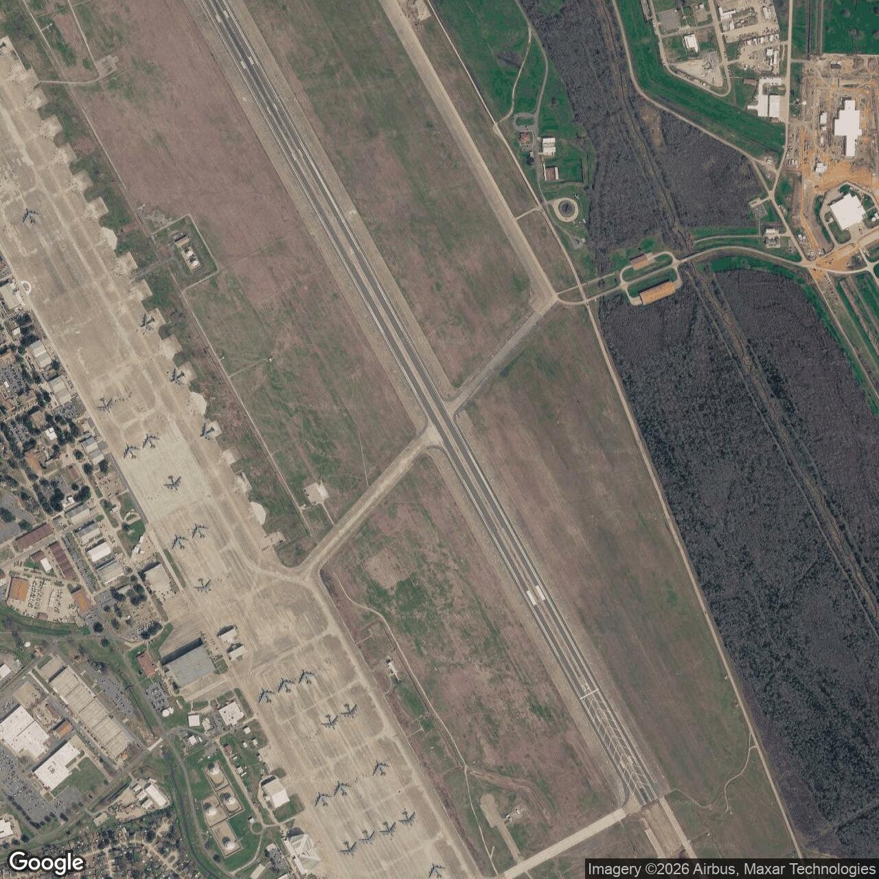Current Google Satellite Image of Barksdale Air Force Base, Bossier City Louisiana