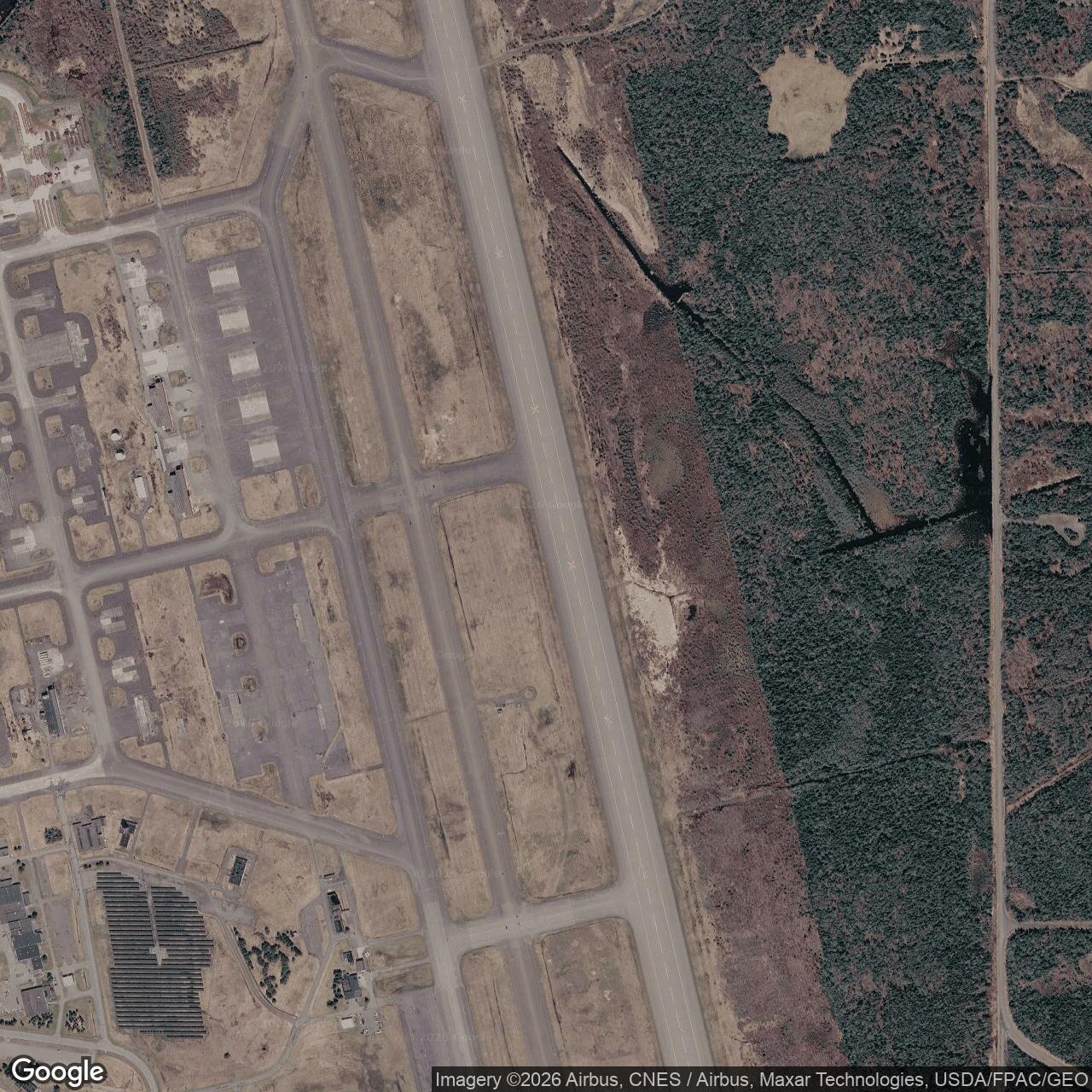Current Google Satellite Image of Loring Air Force Base, Limestone Maine