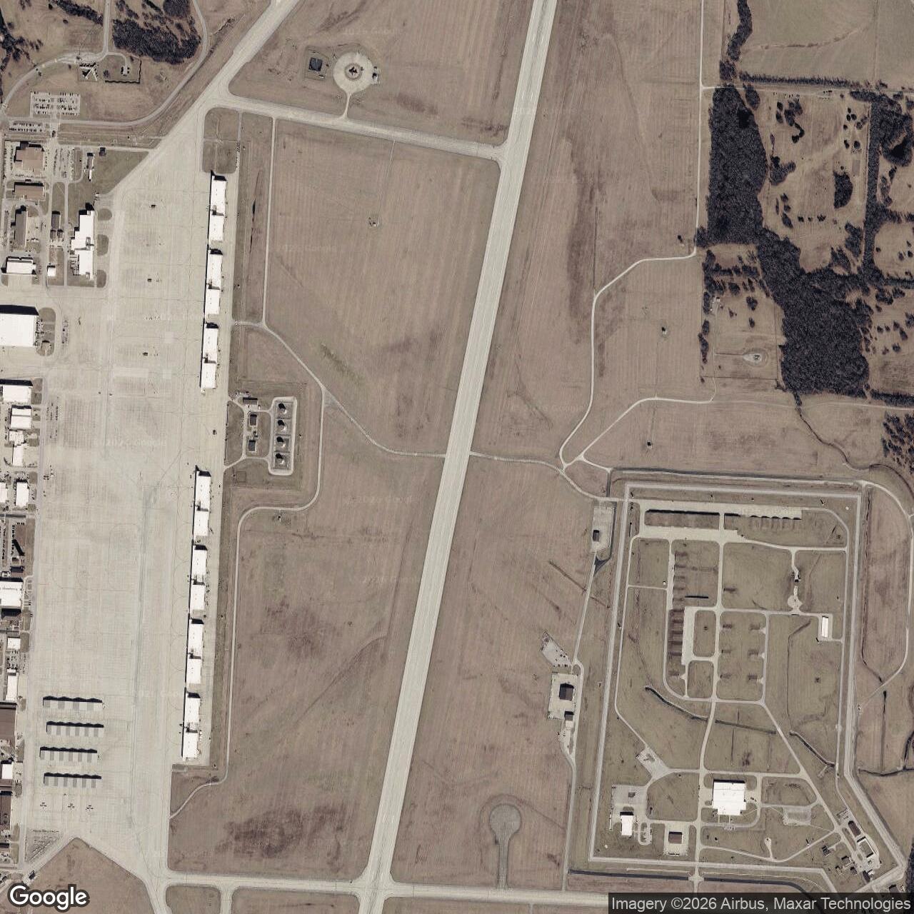 Current Google Satellite Image of Whiteman Air Force Base, Missouri