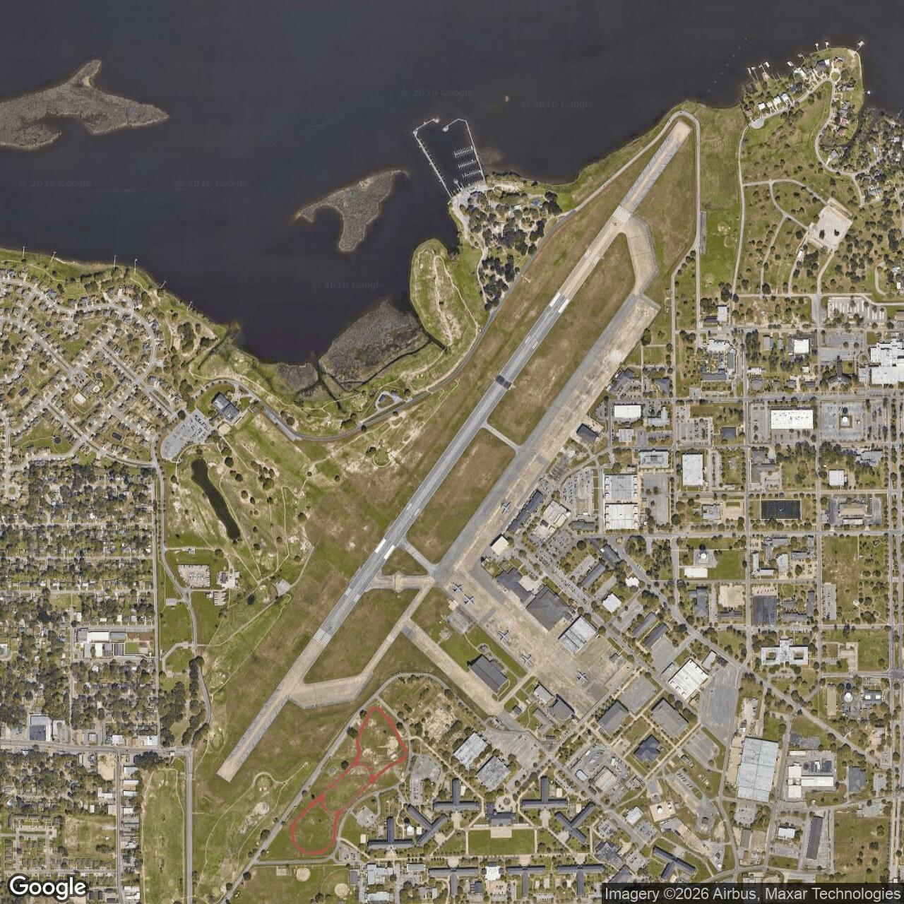 Current Google Satellite Image of Keesler Air Force Base, Mississippi