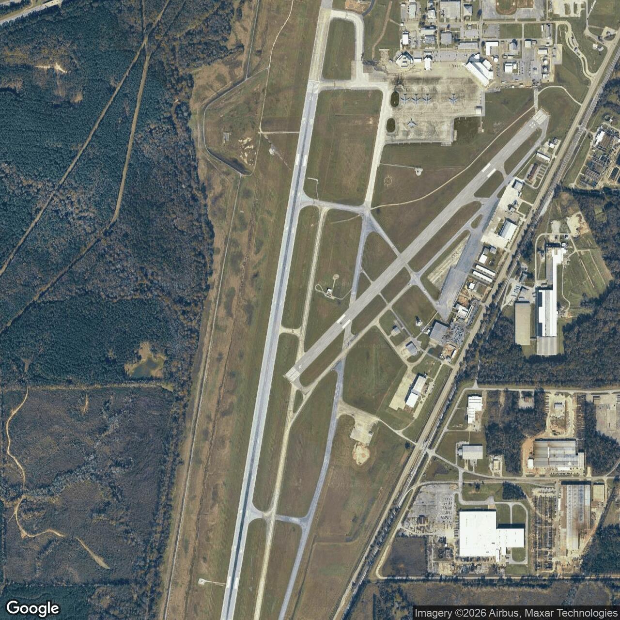 Current Google Satellite Image of Meridian Air National Guard Base, Mississippi