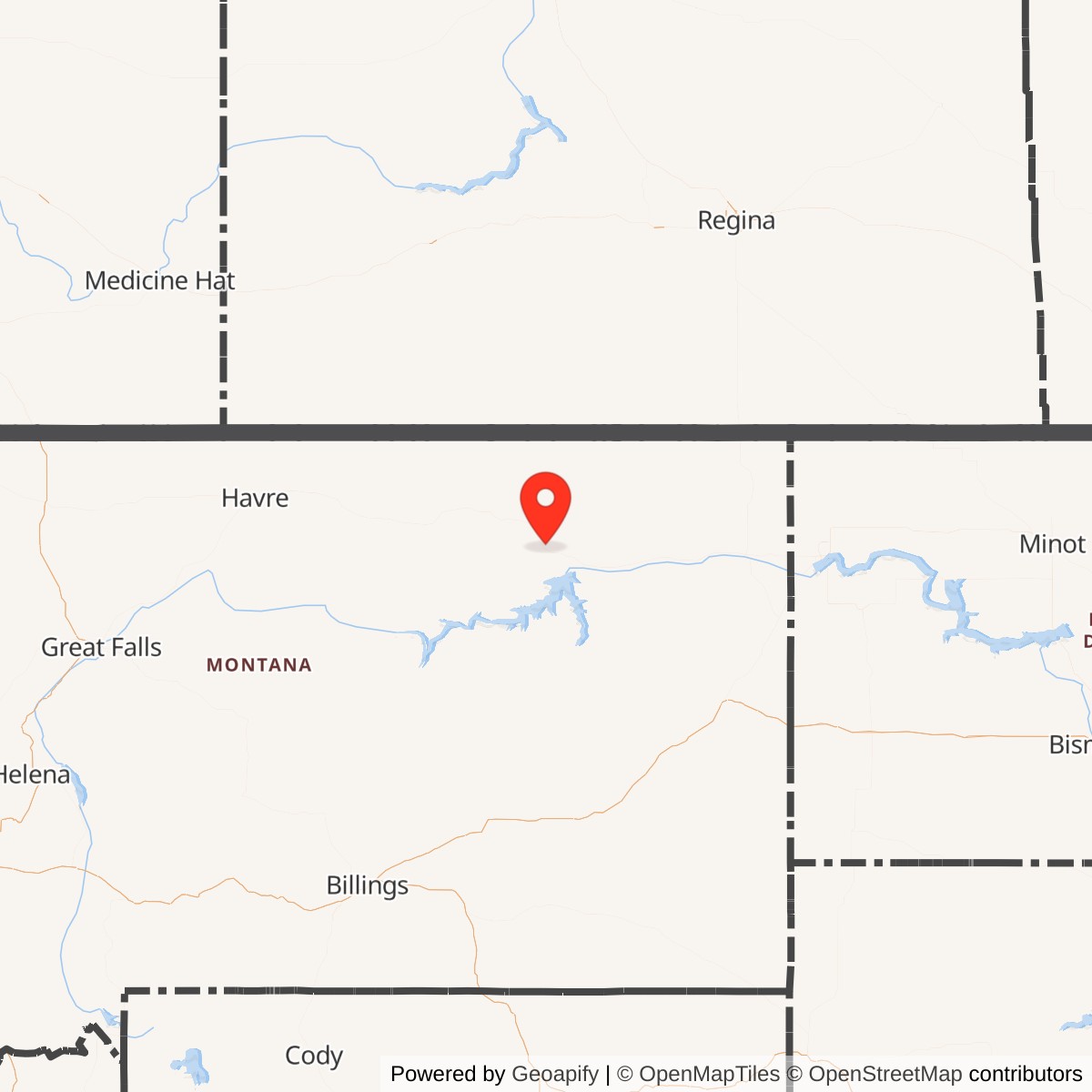 Map showing location of Glasgow Air Force Base, Montana