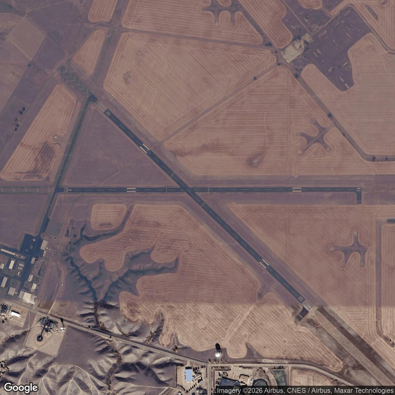 Current Google Satellite Image of Glasgow Air Force Base, Montana