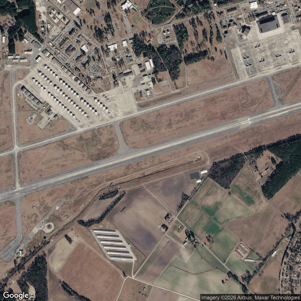 Current Google Satellite Image of Seymour Johnson Air Force Base, North Carolina