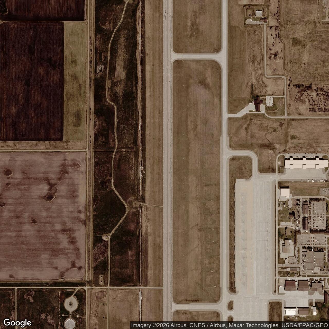 Current Google Satellite Image of Grand Forks Air Force Base, North Dakota