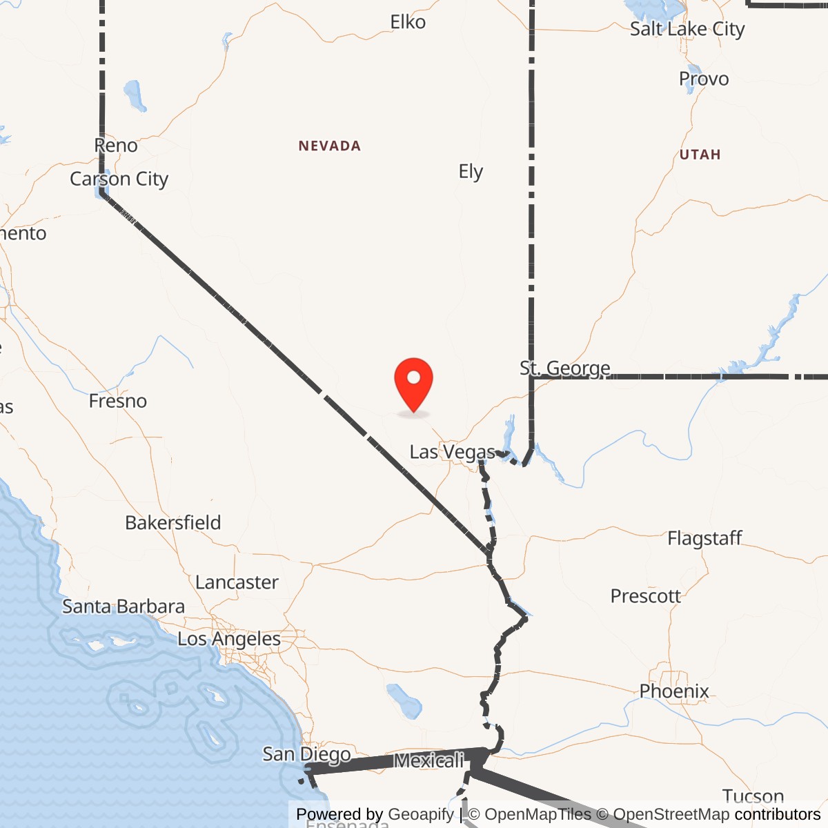 Map showing location of Indian Springs Airport / Indian Springs Air Force Base / Indian Springs Air Force Auxiliary Field / Creech Air Force Base, Nevada