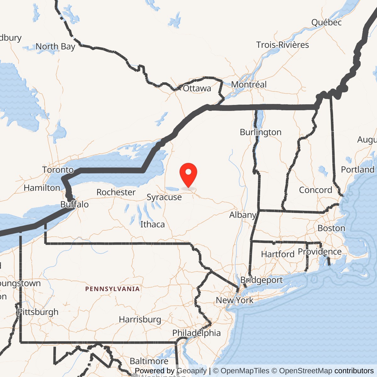 Map showing location of Griffiss Air Force Base, New York
