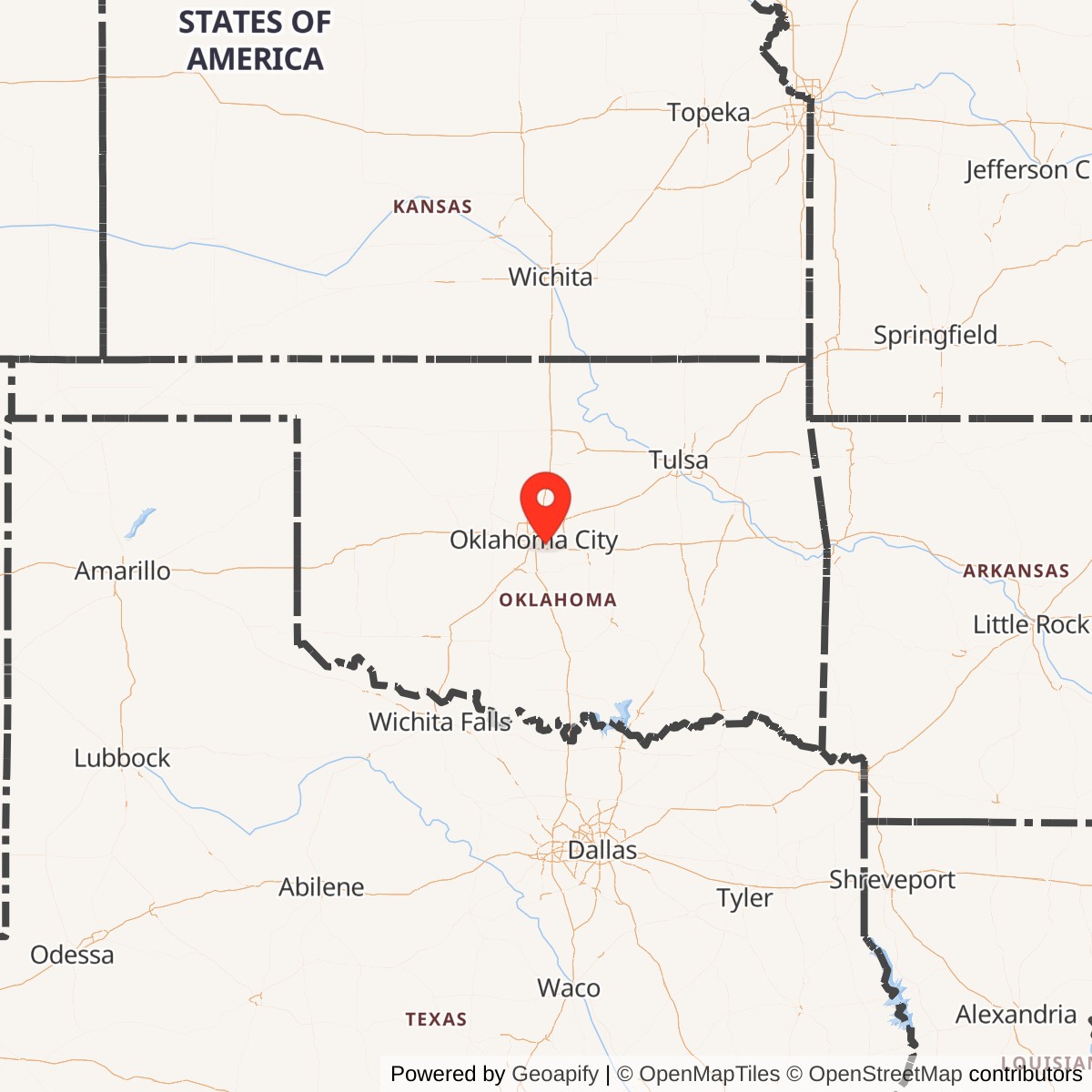 Map showing location of Tinker Air Force Base, Oklahoma