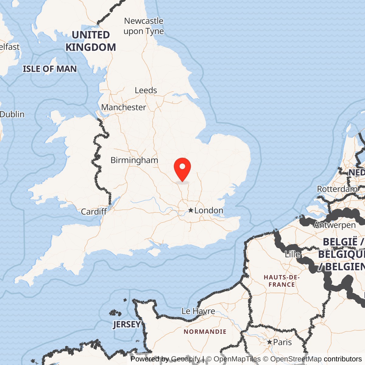 Map showing location of Royal Air Force Station Chicksands, England