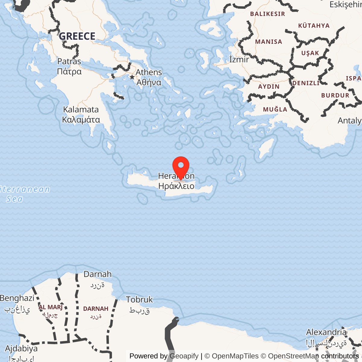Map showing location of Iraklion Air Station, Crete