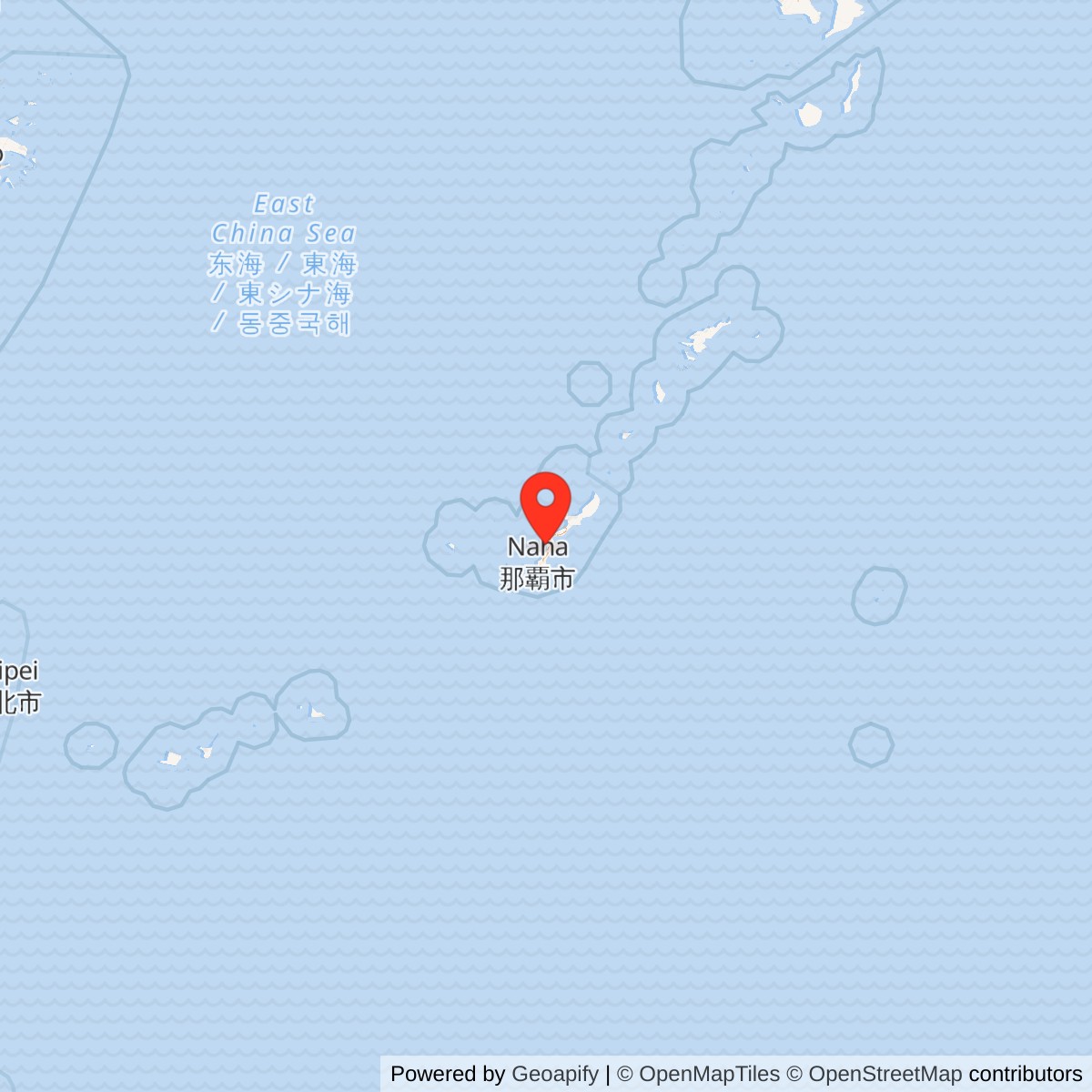 Map showing location of Kadena Air Base, Japan