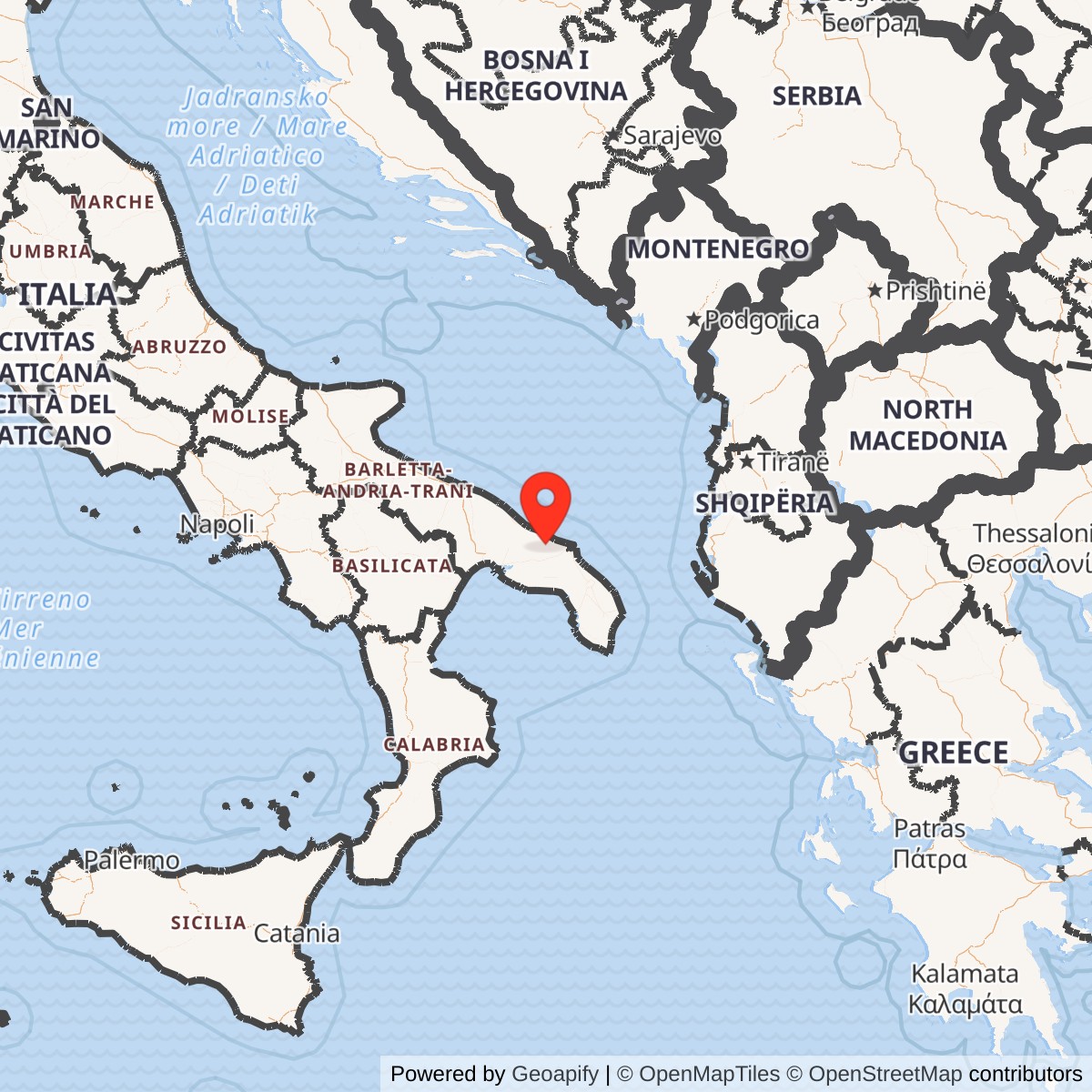 Map showing location of San Vito dei Normanni Air Station, Italy