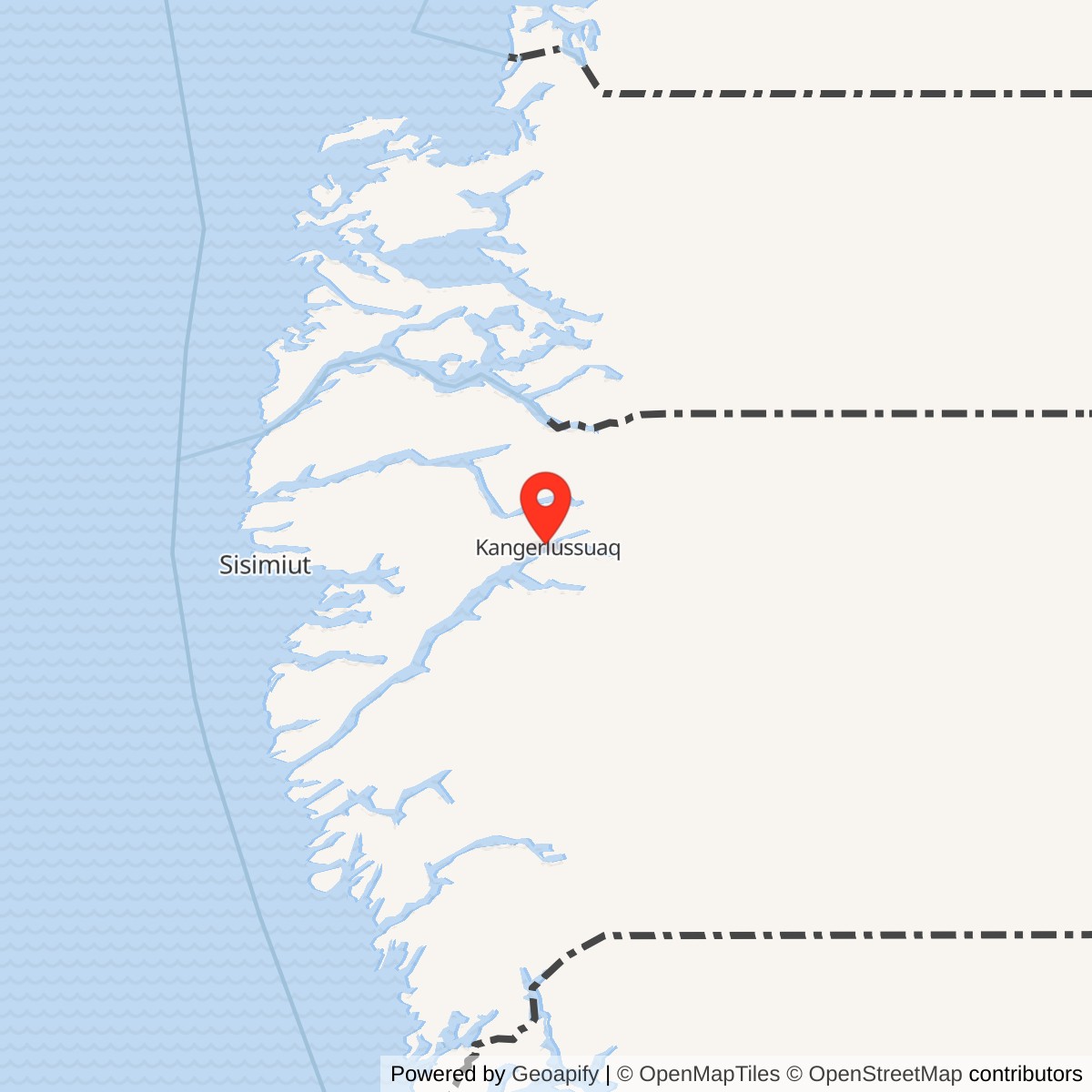 Map showing location of Sondrestrom Air Base Greenland