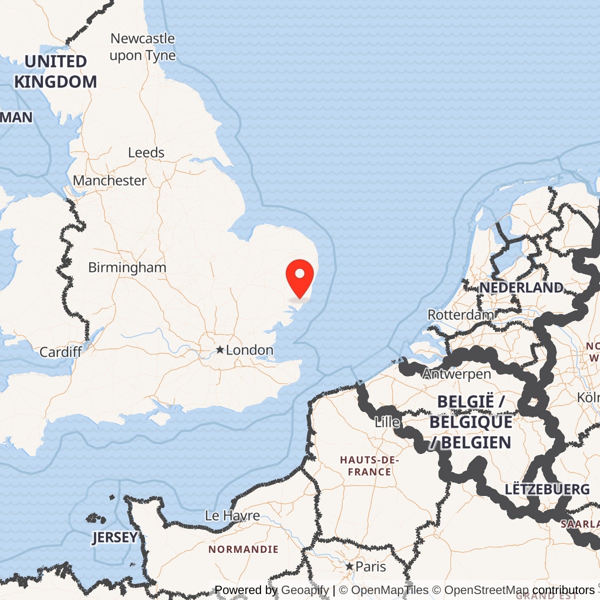 Map showing location of Royal Air Force Station Woodbridge, England