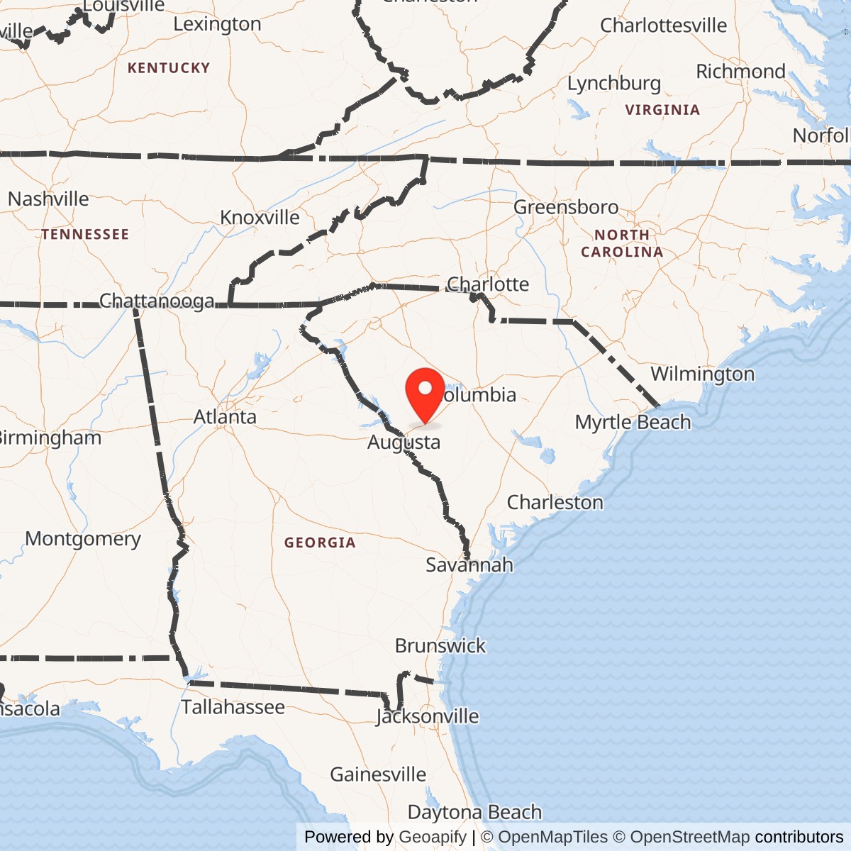 Map showing location of Aiken Air Force Station