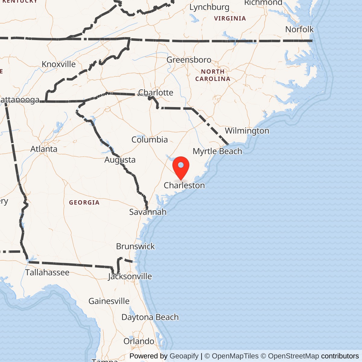 Map showing location of Charleston Air Force Base, South Carolina