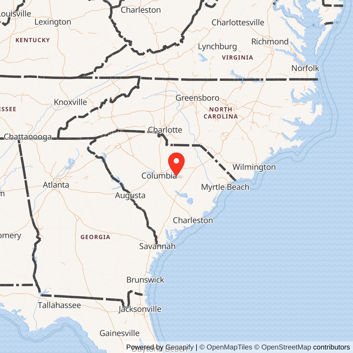 Map showing location of Shaw Air Force Base