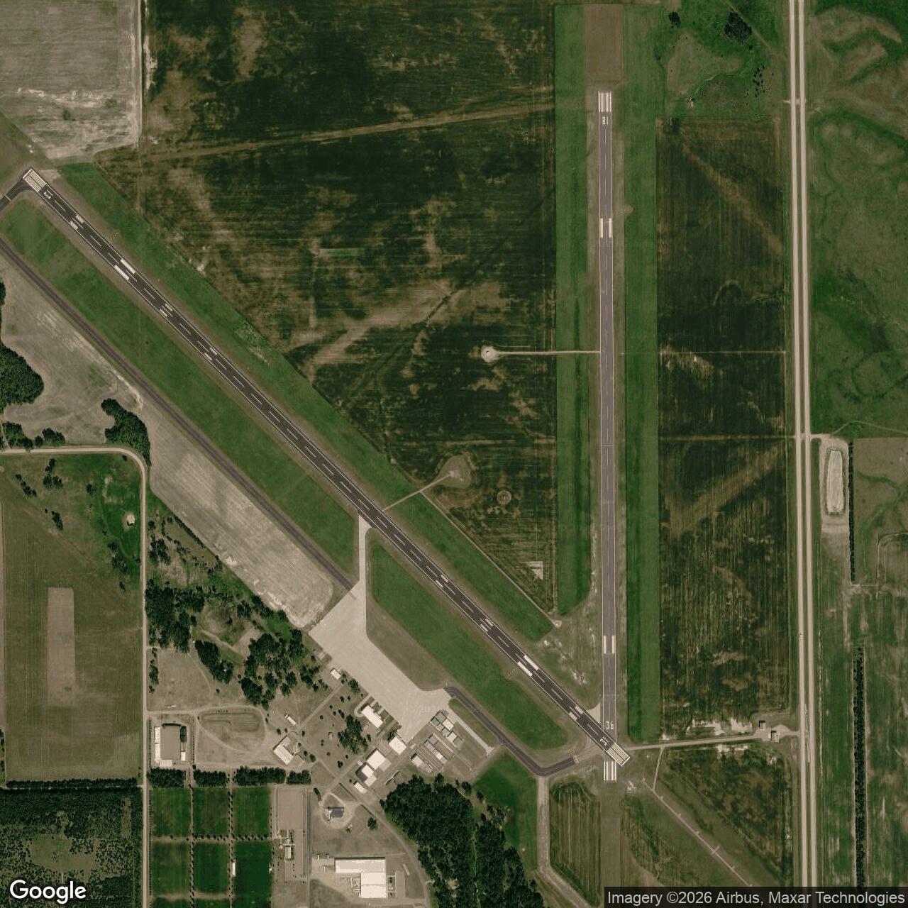 Current Google Satellite Image of Mitchell Army Air Field, South Dakota