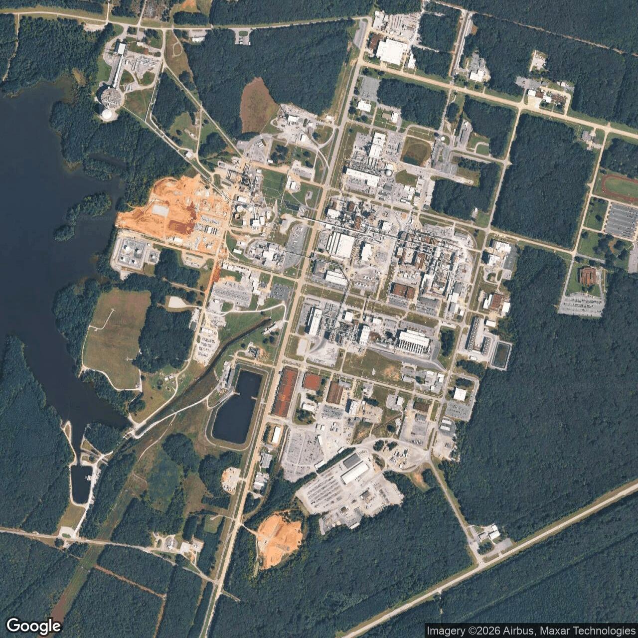 Current Google Satellite Image of Arnold Air Force Base, Tullahoma Tennessee