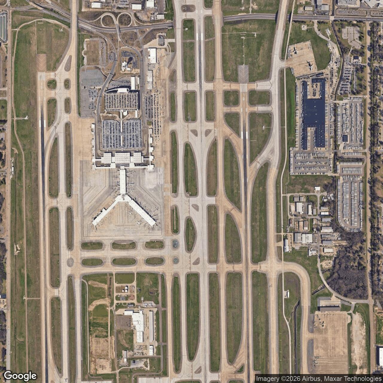 Current Google Satellite Image of Memphis Army Airfield, Memphis Tennessee