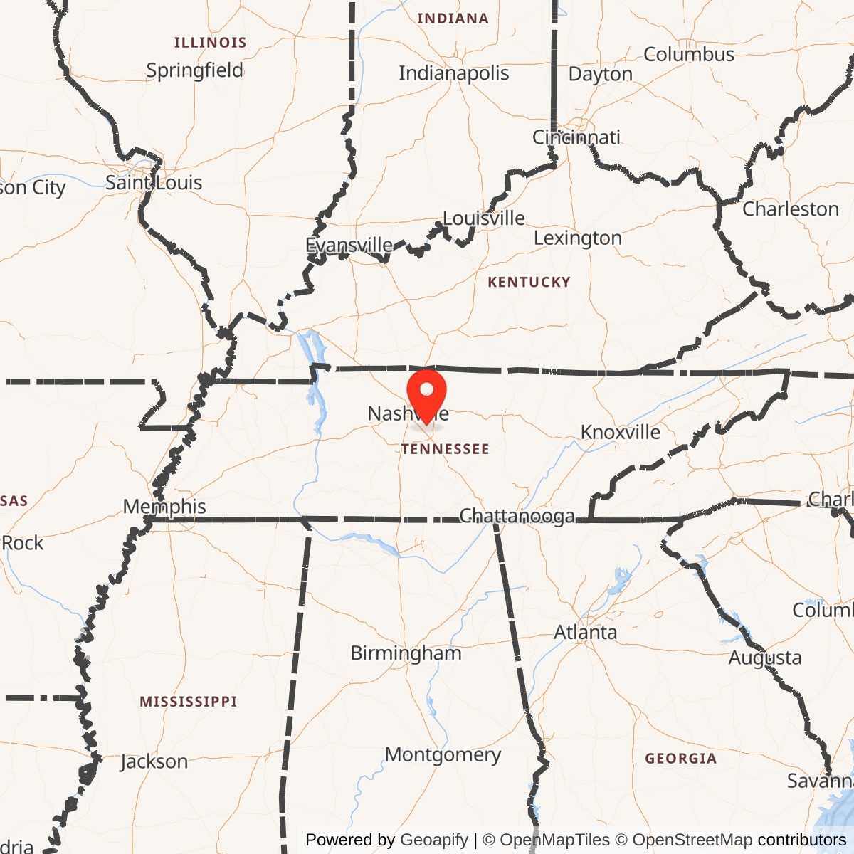 Map showing location of Sewart Air Force Base, Tennessee