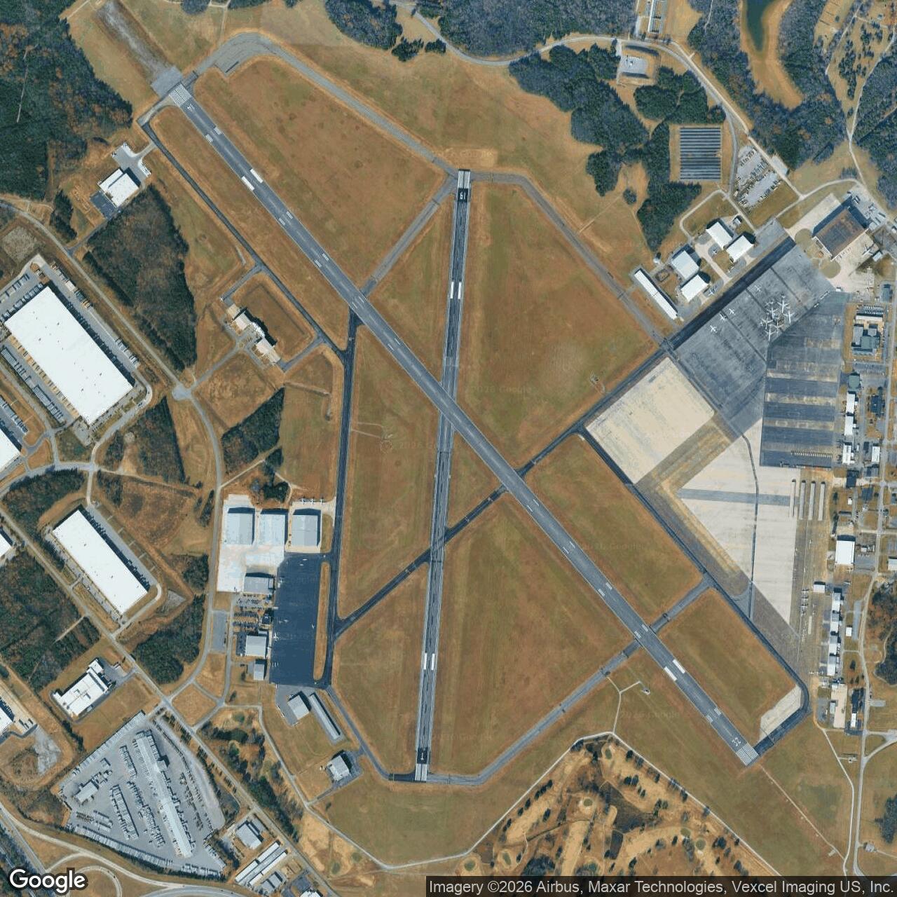 Current Google Satellite Image of Sewart Air Force Base, Smyrna Tennessee