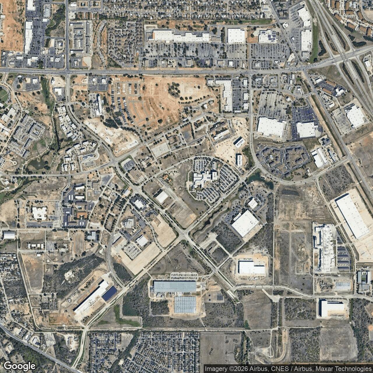 Current Google Satellite Image of Brooks City Base - Brooks Air Force Base, San Antonio Texas