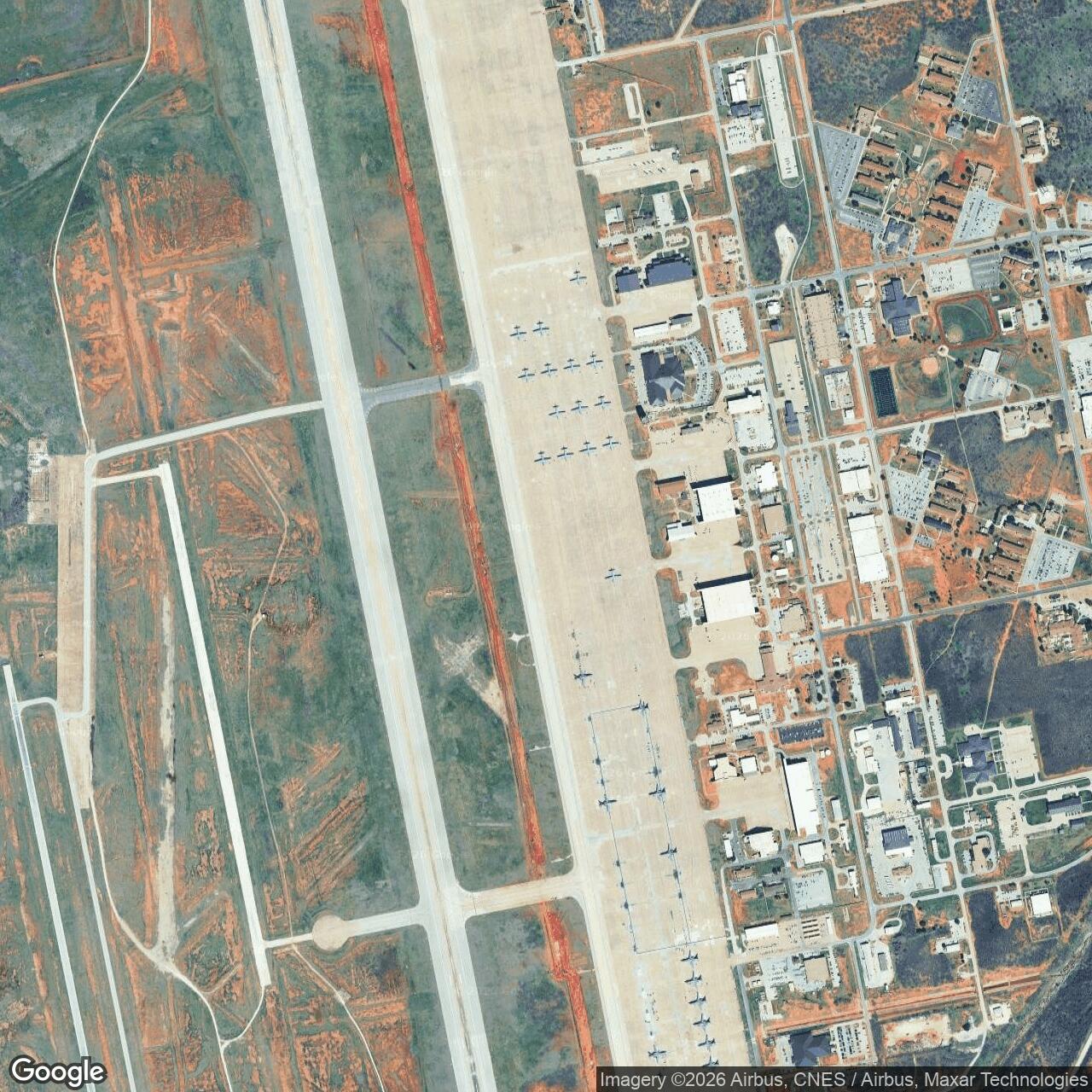 Current Google Satellite Image of Dyess Air Force Base, Texas