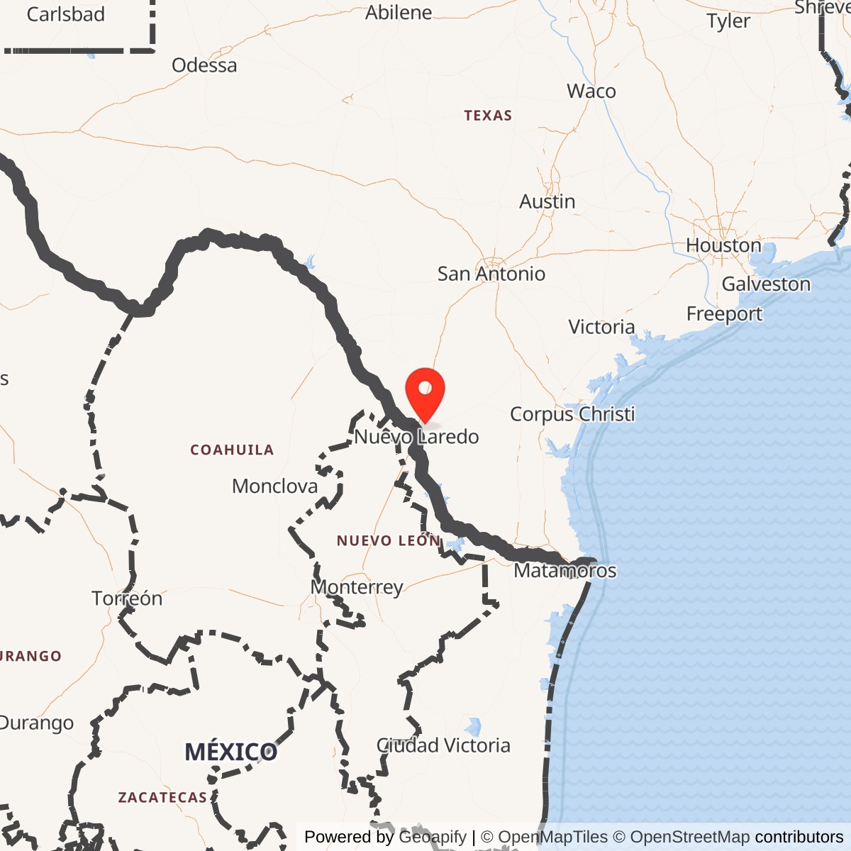 Map showing location of Laredo Air Force Station, Texas
