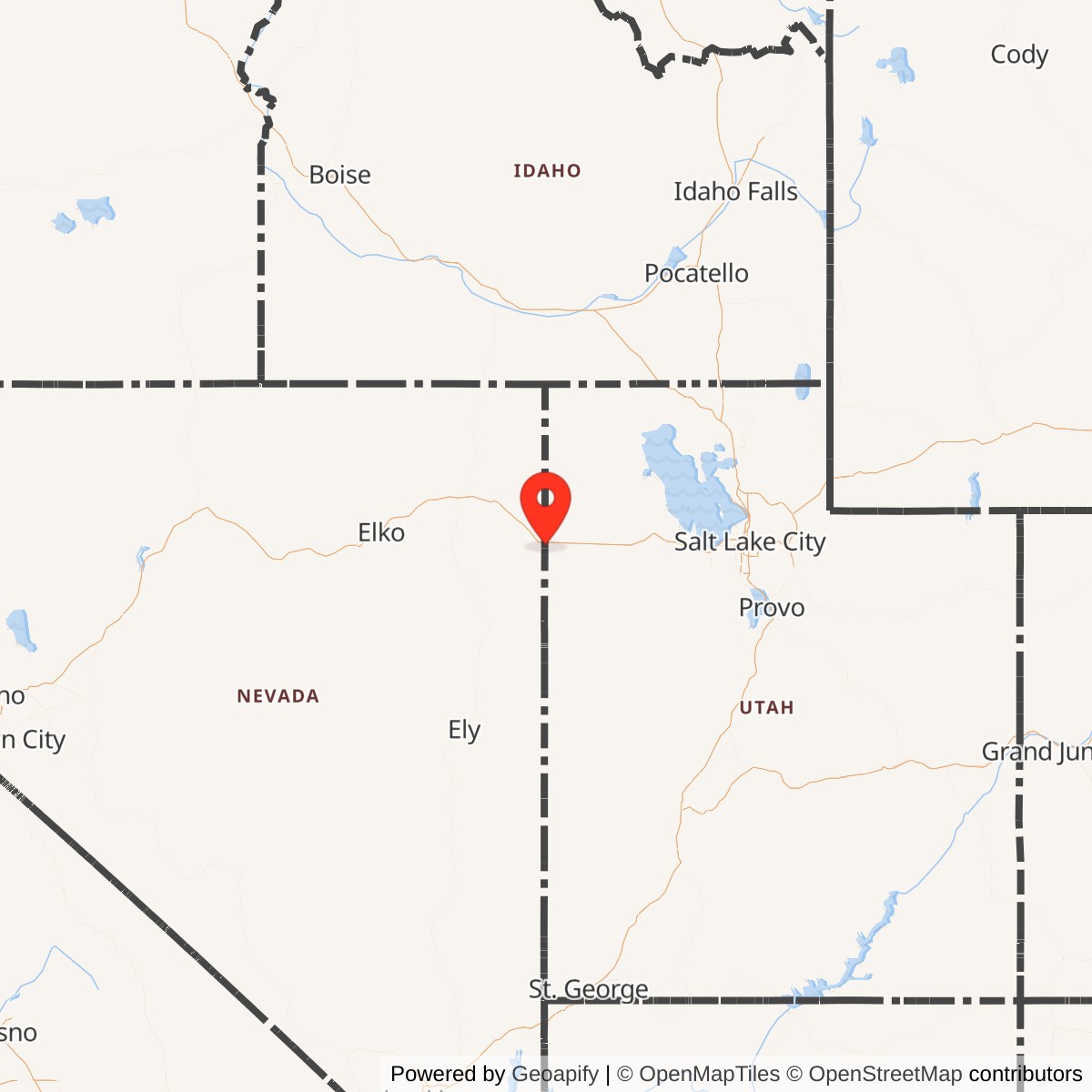 Map showing location of Wendover Air Force Base, Utah