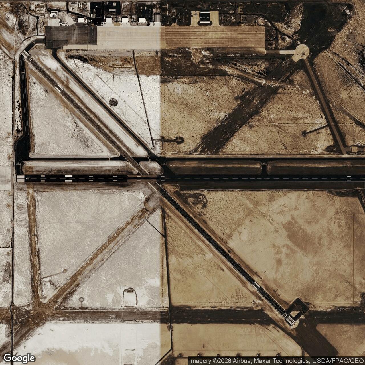 Current Google Satellite Image of Wendover Air Force Base, Utah