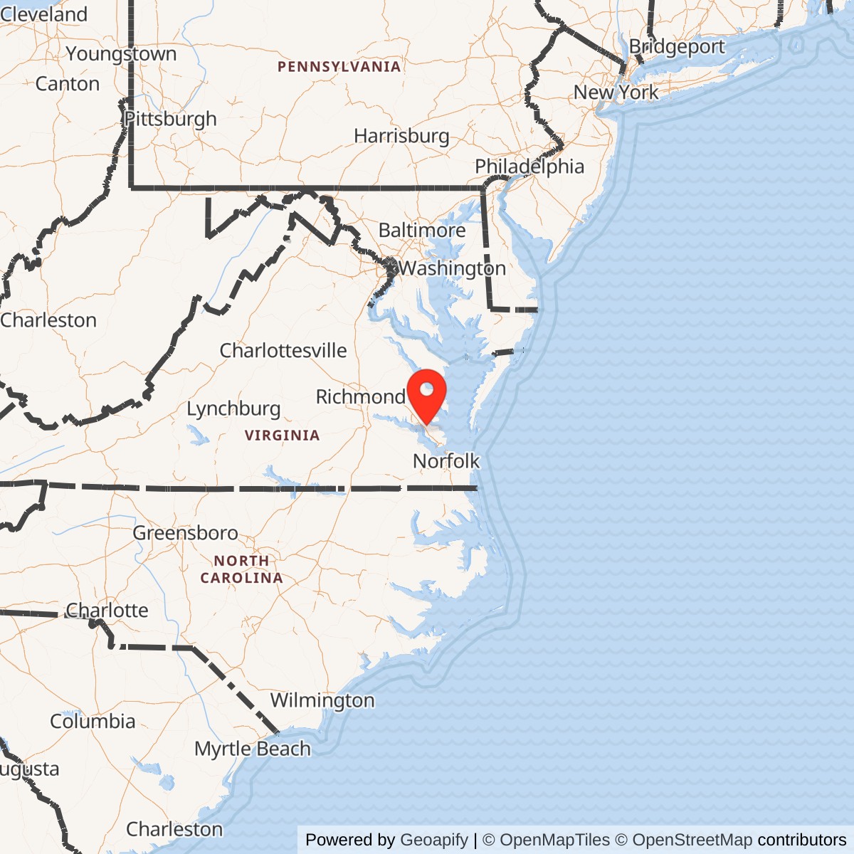 Map showing location of Langley BOMARC Ground-Air Transmitter Site, Virginia