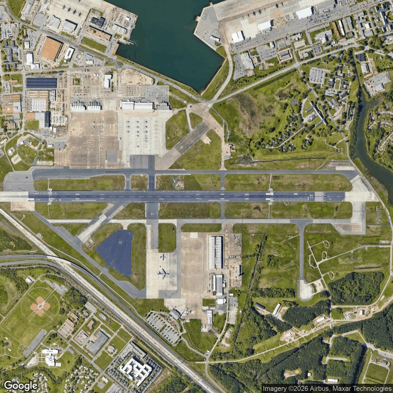 Current Google Satellite Image of Norfolk Army Air Field, Virginia