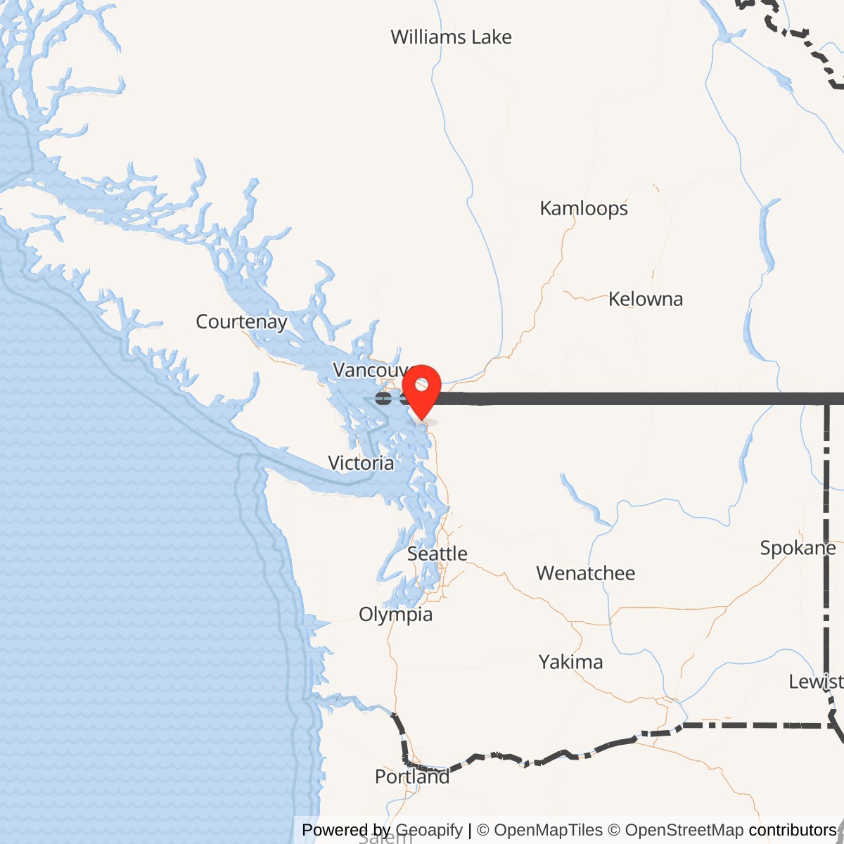 Map showing location of Bellingham Army Air Field, Washington