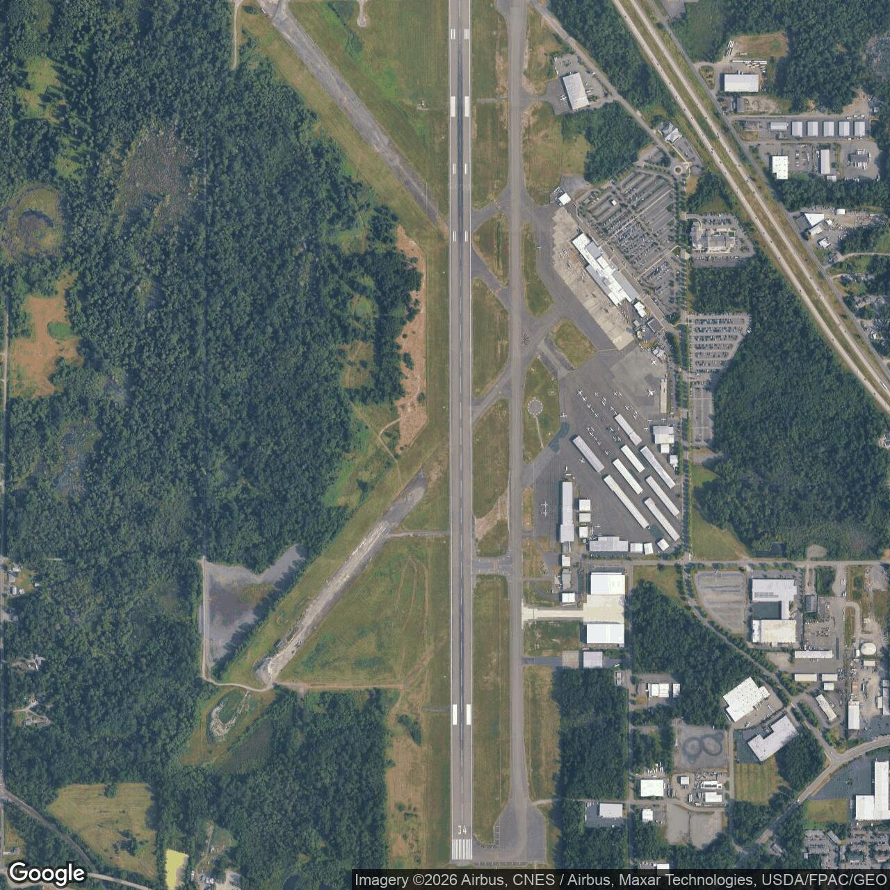 Current Google Satellite Image of Bellingham Army Air Field, Washington