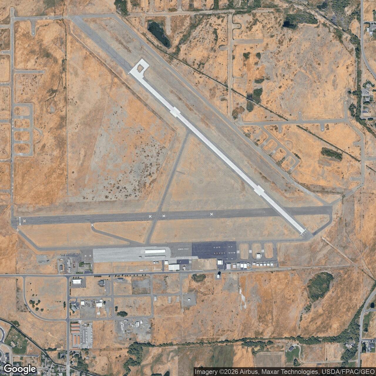 Current Google Satellite Image of Ellensburg Army Air Field, Washington