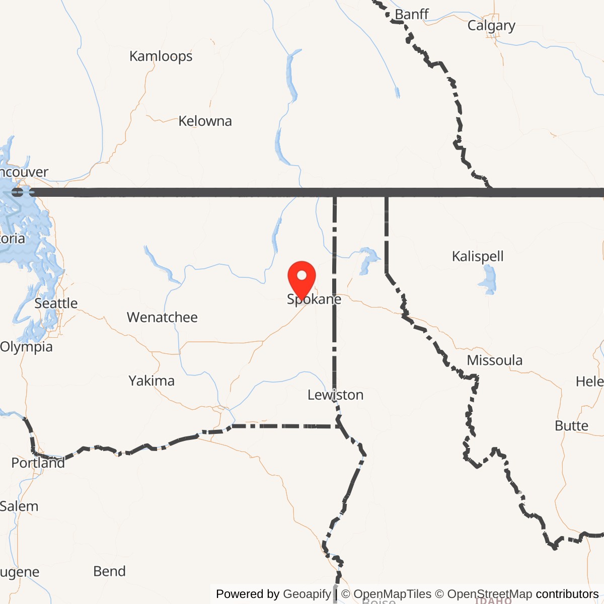 Map showing location of Fairchild Air Force Base, Washington