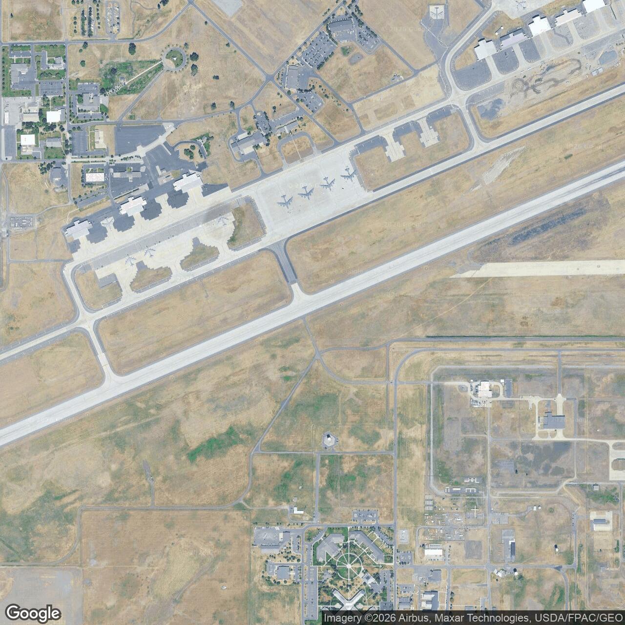 Current Google Satellite Image of Fairchild Air Force Base, Washington